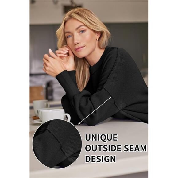 Women's Crewneck Batwing Sweater - Picture 4 of 8